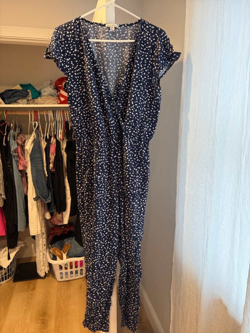 J.Crew Navy Blue Polka Dot Jumpsuit sz.medium